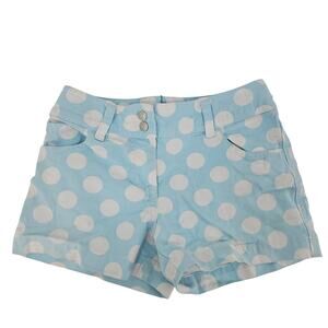 Mini Boden girls' pastel blue polka dot cotton shorts 7 - 8 Y 4024